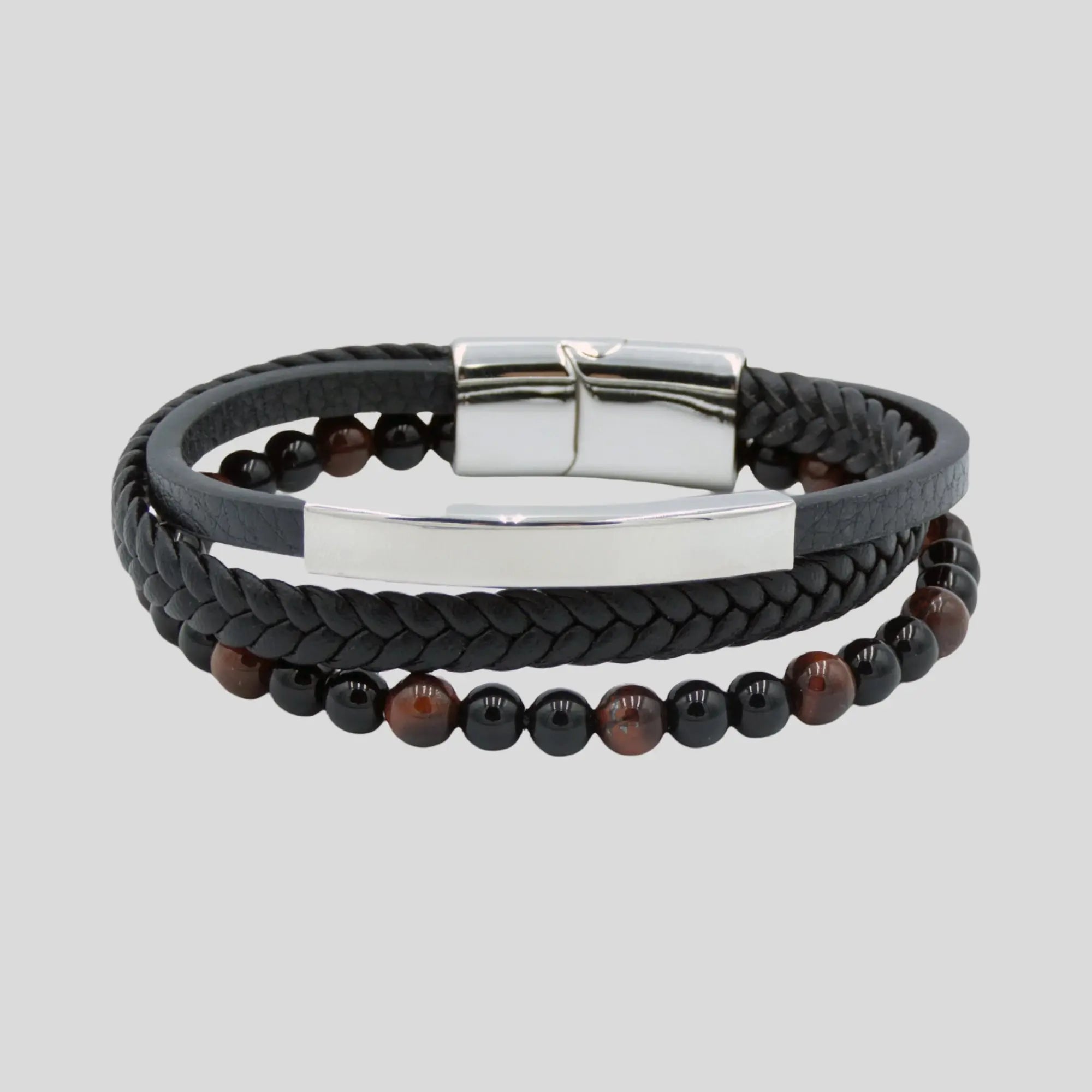 Black Agate & Tiger Eye Multi Bracelet - Silver Glen Ogal