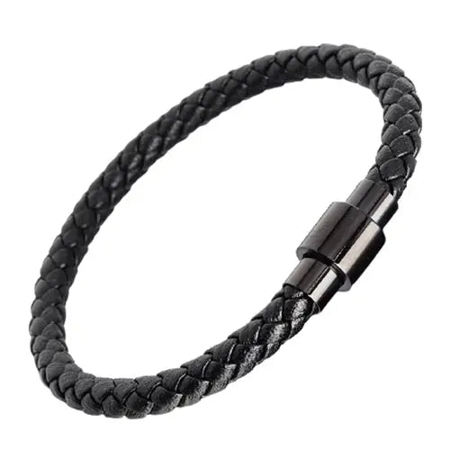 Black Genuine Leather Bracelet Glen Ogal