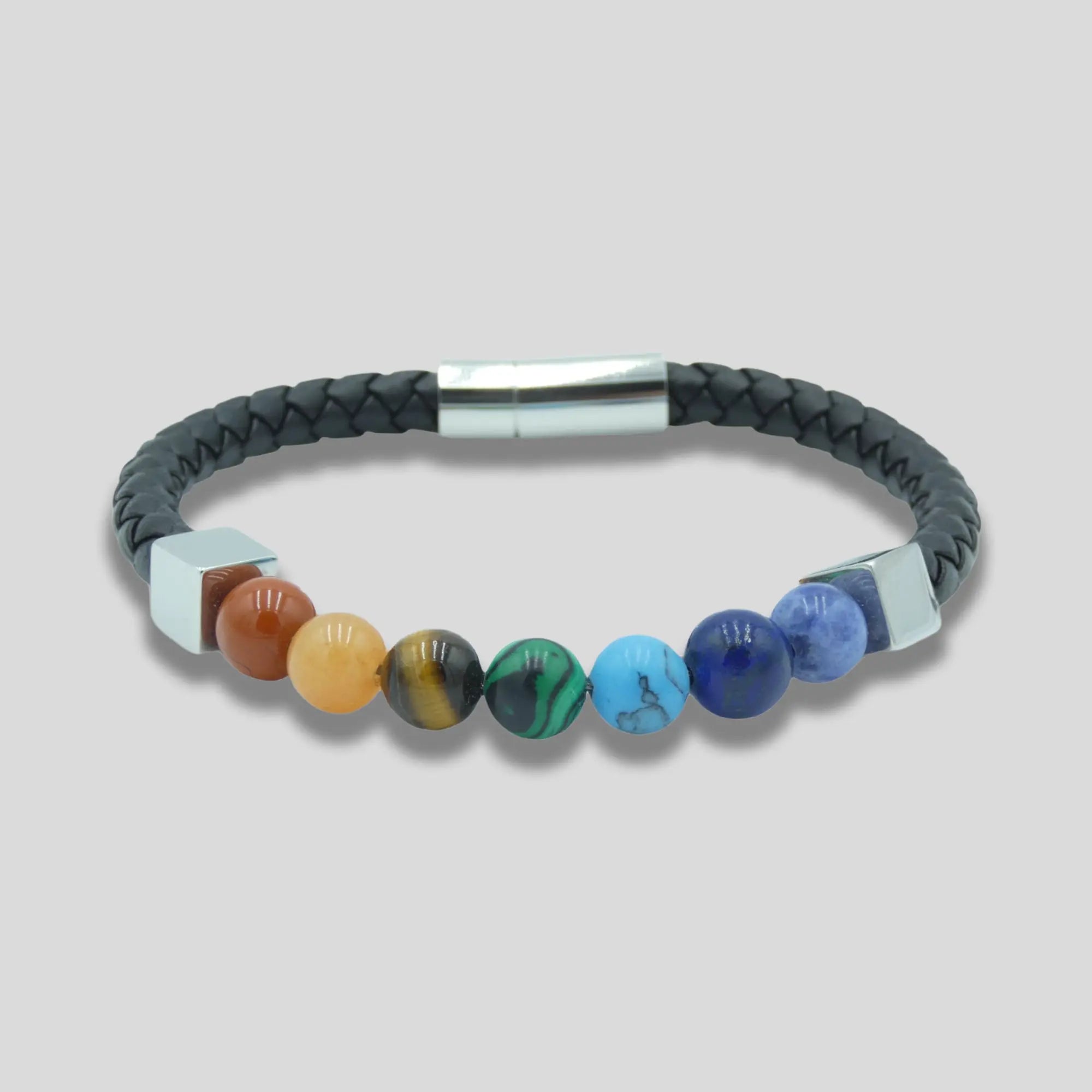 Black Leather Multi Bead Bracelet Glen Ogal