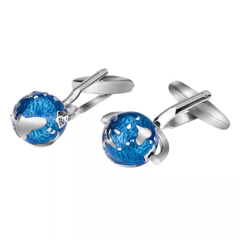 Blue Enamel Globe Cufflinks - Glen Ogal