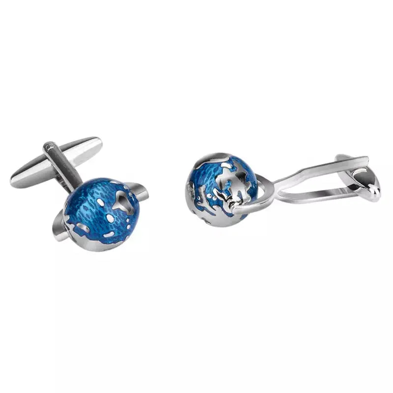 Blue Enamel Globe Cufflinks - Glen Ogal