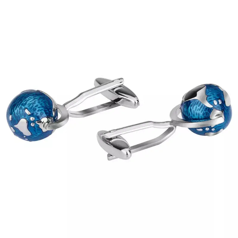 Blue Enamel Globe Cufflinks - Glen Ogal