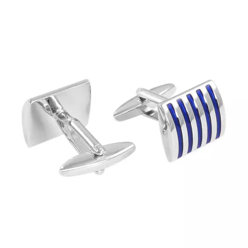 Blue Stripe Curved Cufflinks - Glen Ogal