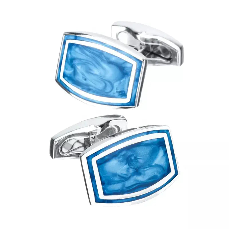 Blue marble Oblong Cufflinks - Glen Ogal