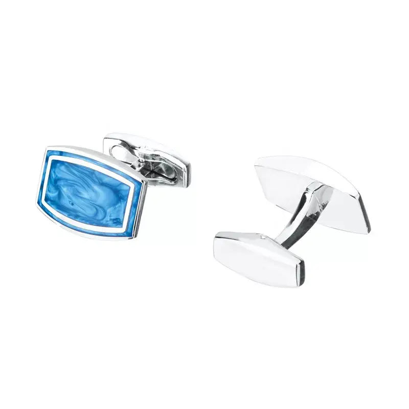Blue marble Oblong Cufflinks - Glen Ogal