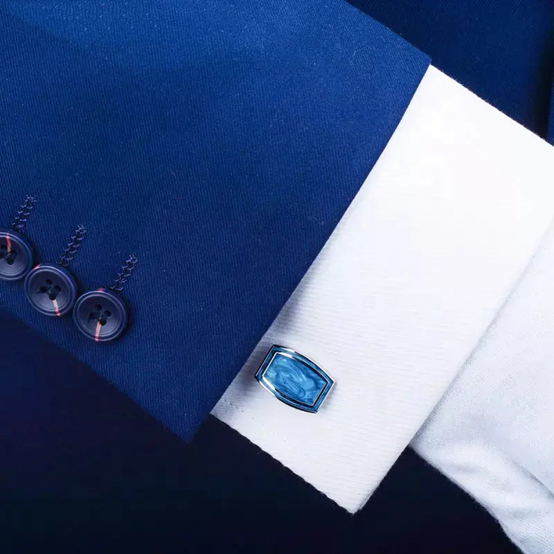 Blue marble Oblong Cufflinks - Glen Ogal
