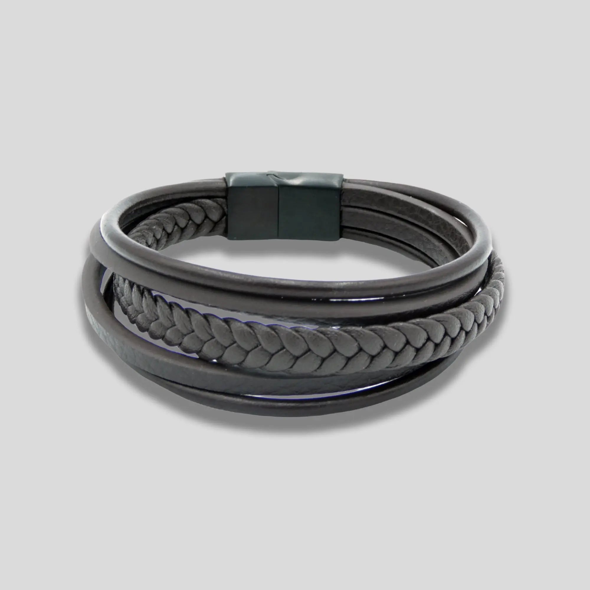 Braided Bracelet In Brown With Brushed Black Steel Clasp Glen Ogal