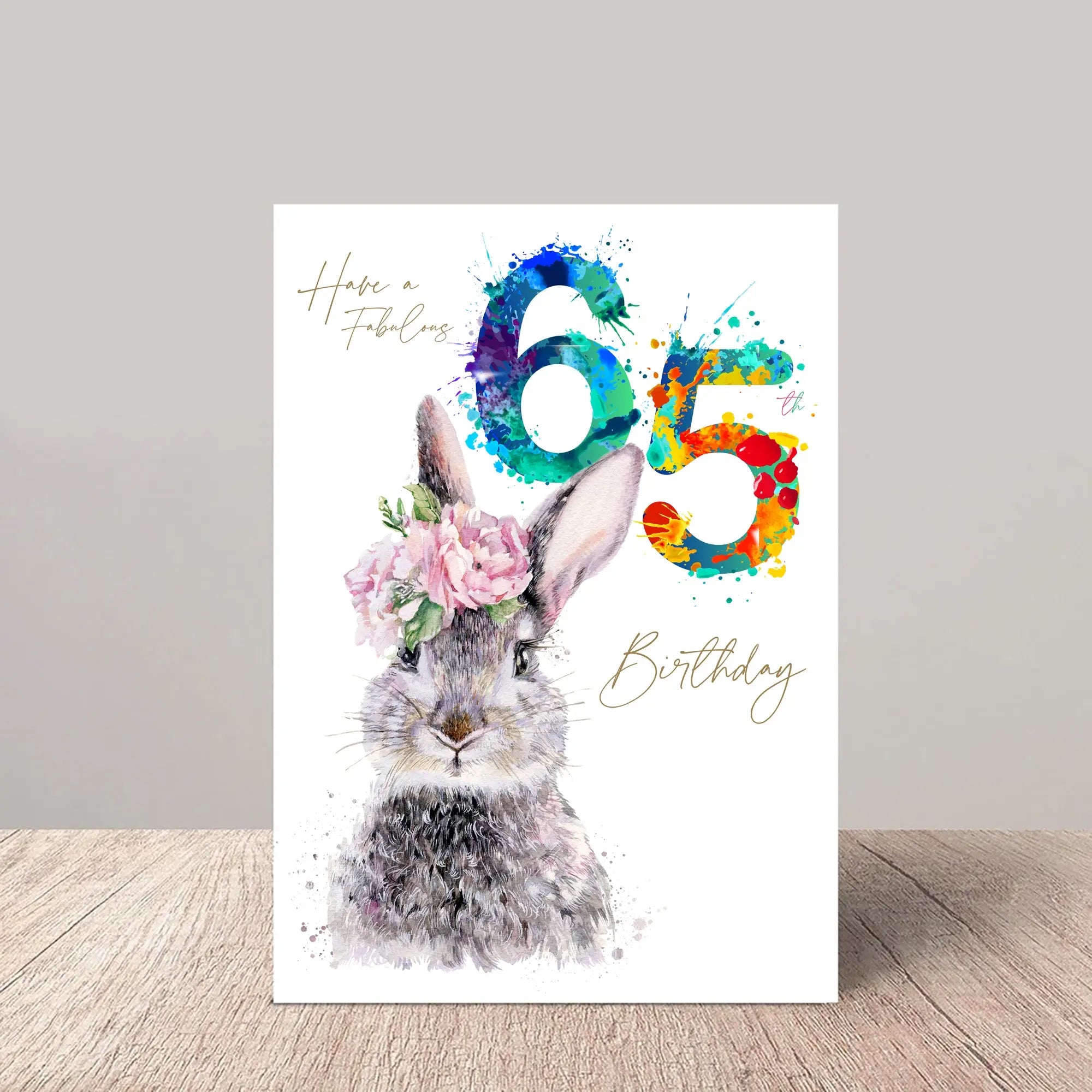 Fabulous 65th Birthday Card Floral Hare - Glen Ogal