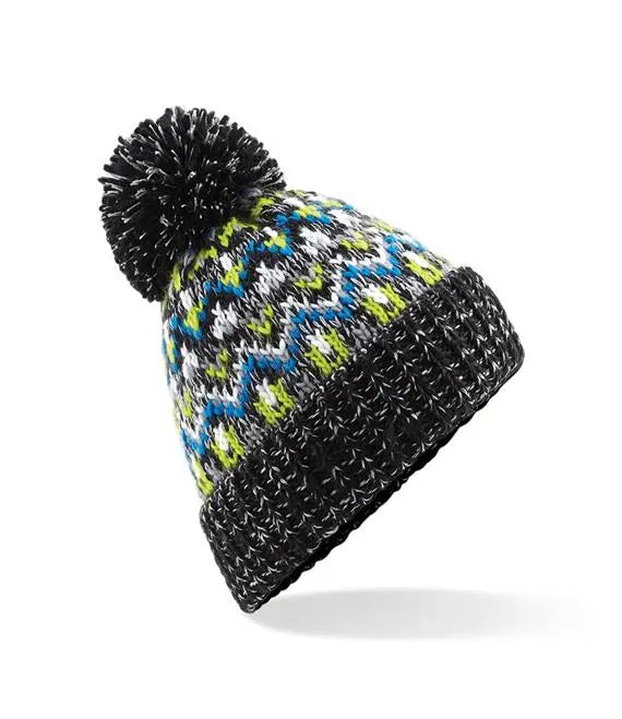 Black/Green Knitted Beanie Hat Glen Ogal