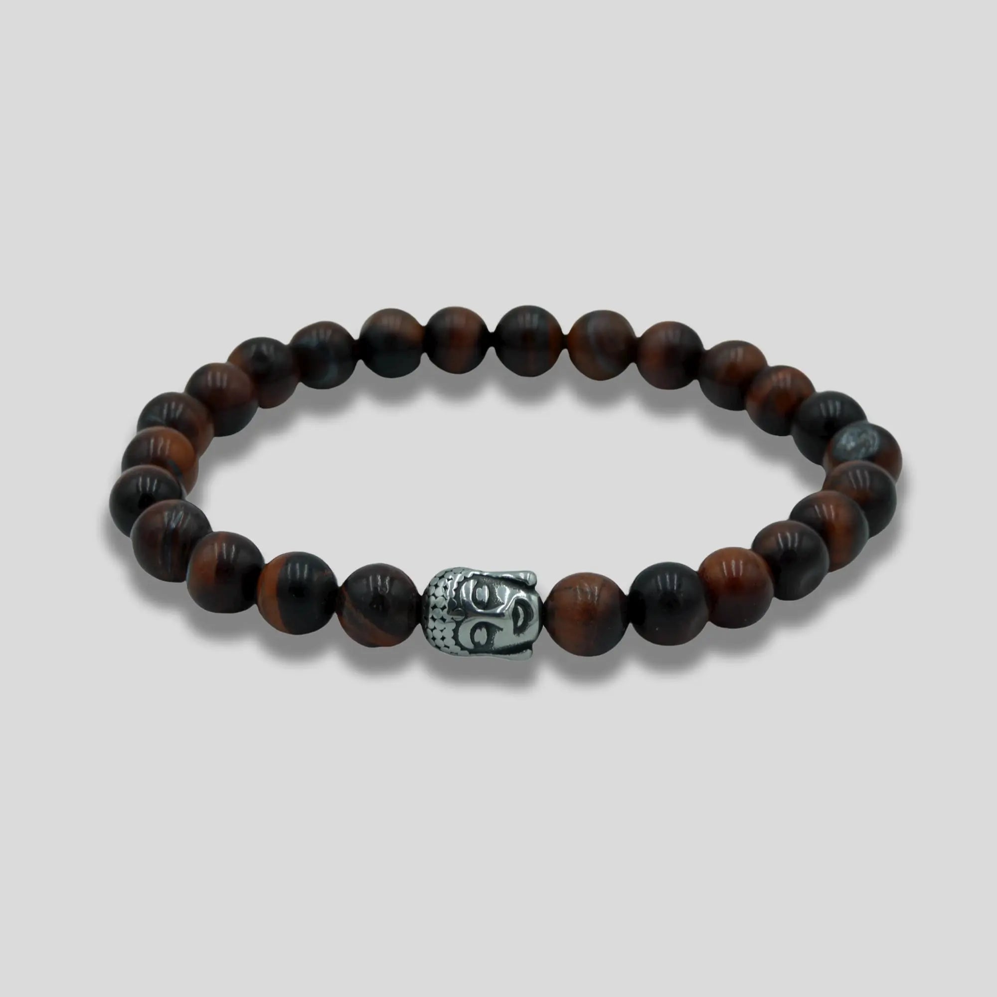 Handmade Tigers Eye Buddha Head Beaded Mens Bracelet Glen Ogal