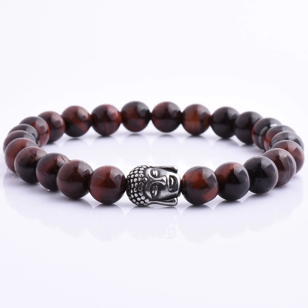 Handmade Tigers Eye Buddha Head Beaded Mens Bracelet Glen Ogal