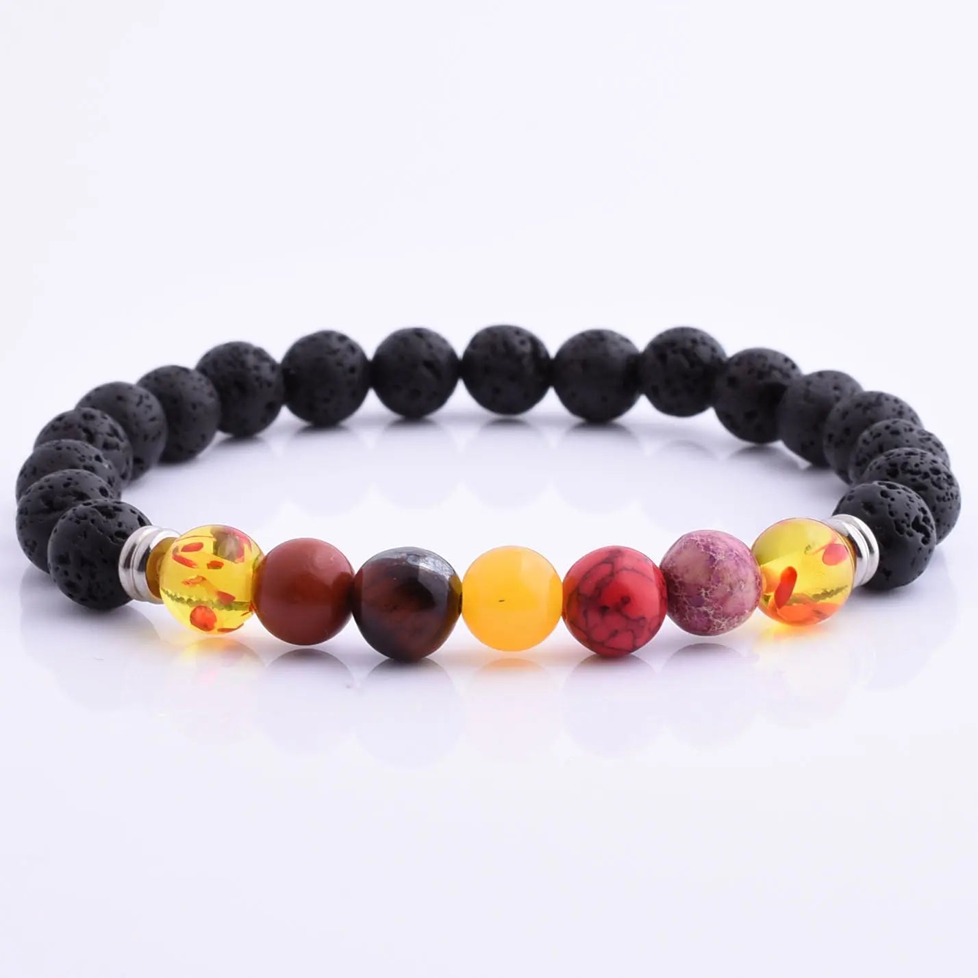 Lava Stone Chakra Bead Bracelet Glen Ogal