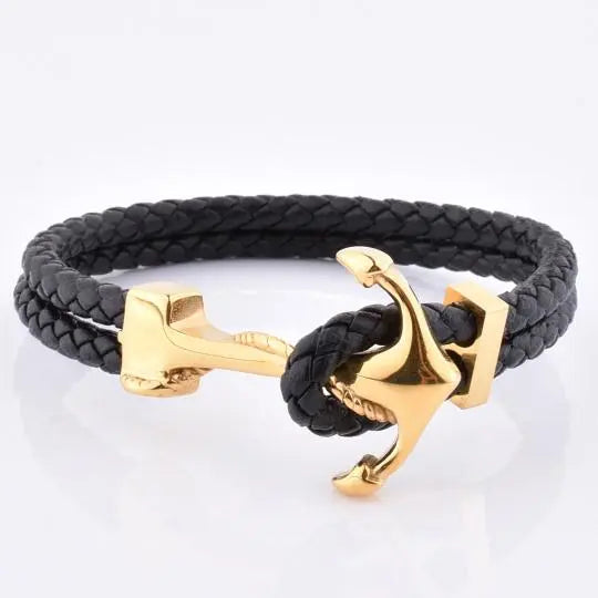 Men's Style Blue Gold Plated Anchor Bracelet Glen Ogal