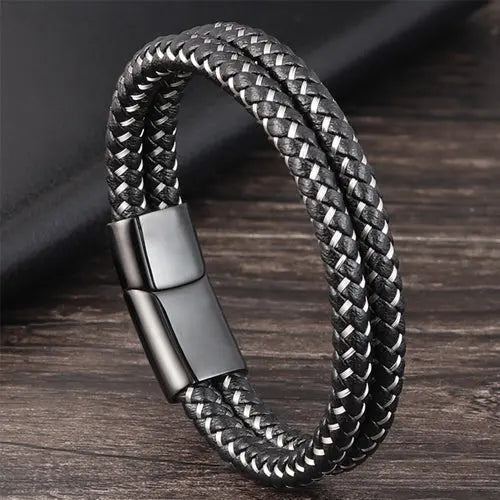 Mesh Steel Black & White Bracelet - Glen Ogal