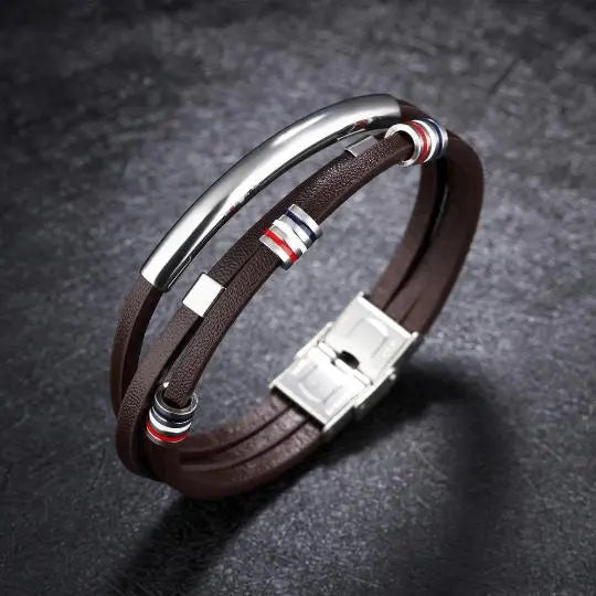 Multi Layer Brown Leather Bracelet - Glen Ogal