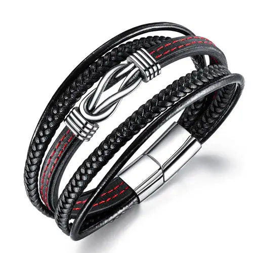 Multi Layer with Silver Knot - Red Stitching Glen Ogal