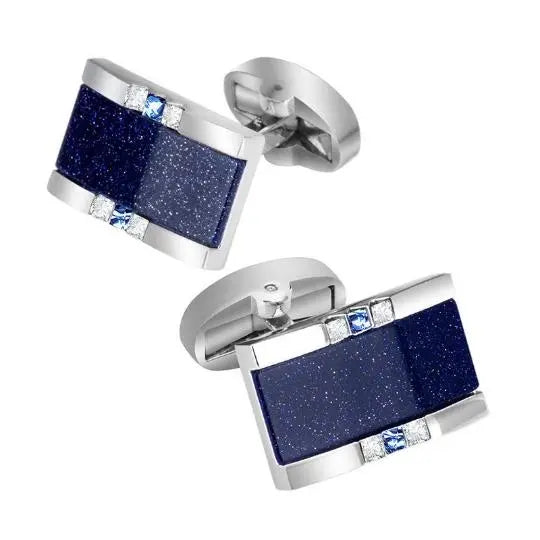 Oblong Blue Sandstone And Crystal Cufflinks Glen Ogal
