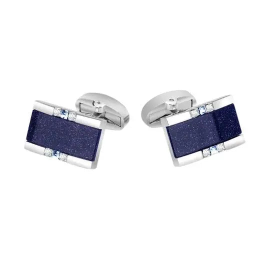 Oblong Blue Sandstone And Crystal Cufflinks Glen Ogal