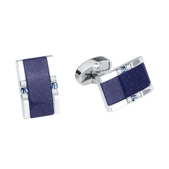 Oblong Blue Sandstone And Crystal Cufflinks Glen Ogal