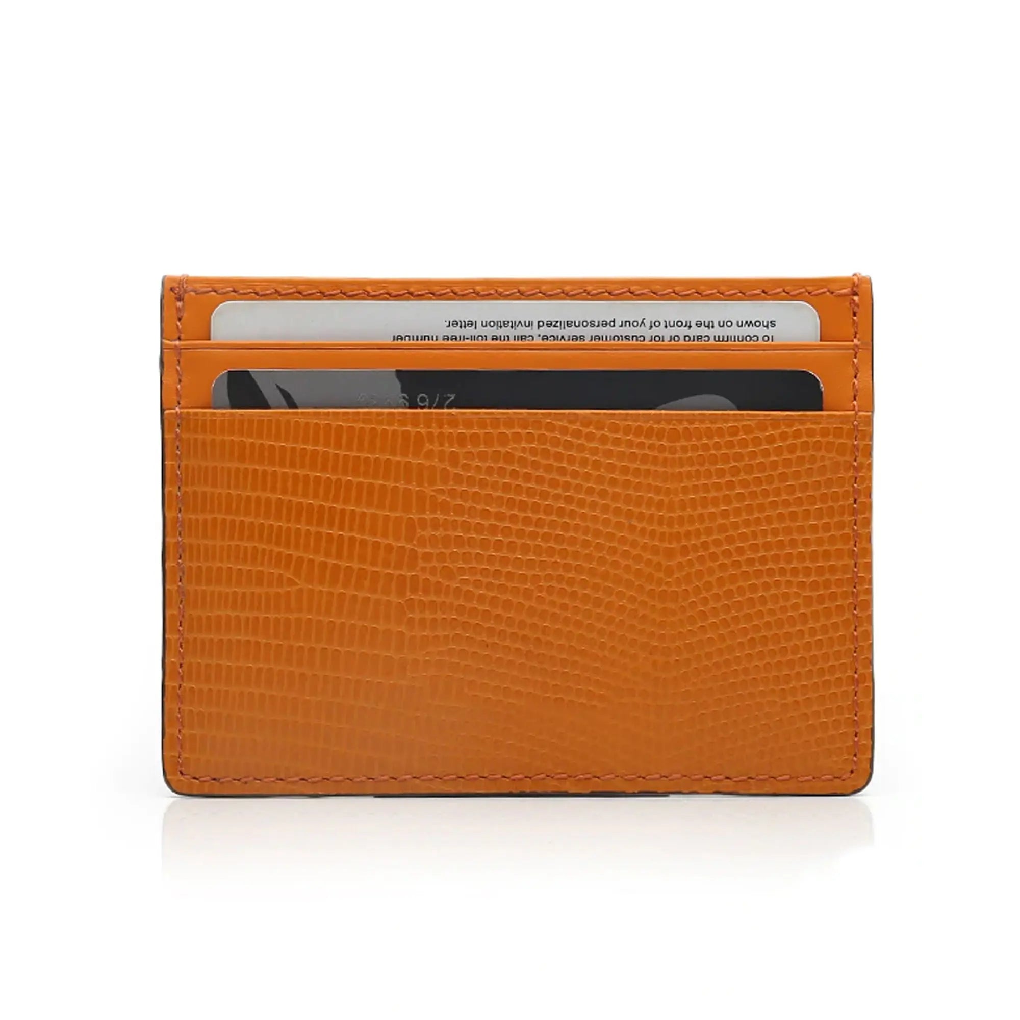 Orange Leather Card Holder Roger Wallace