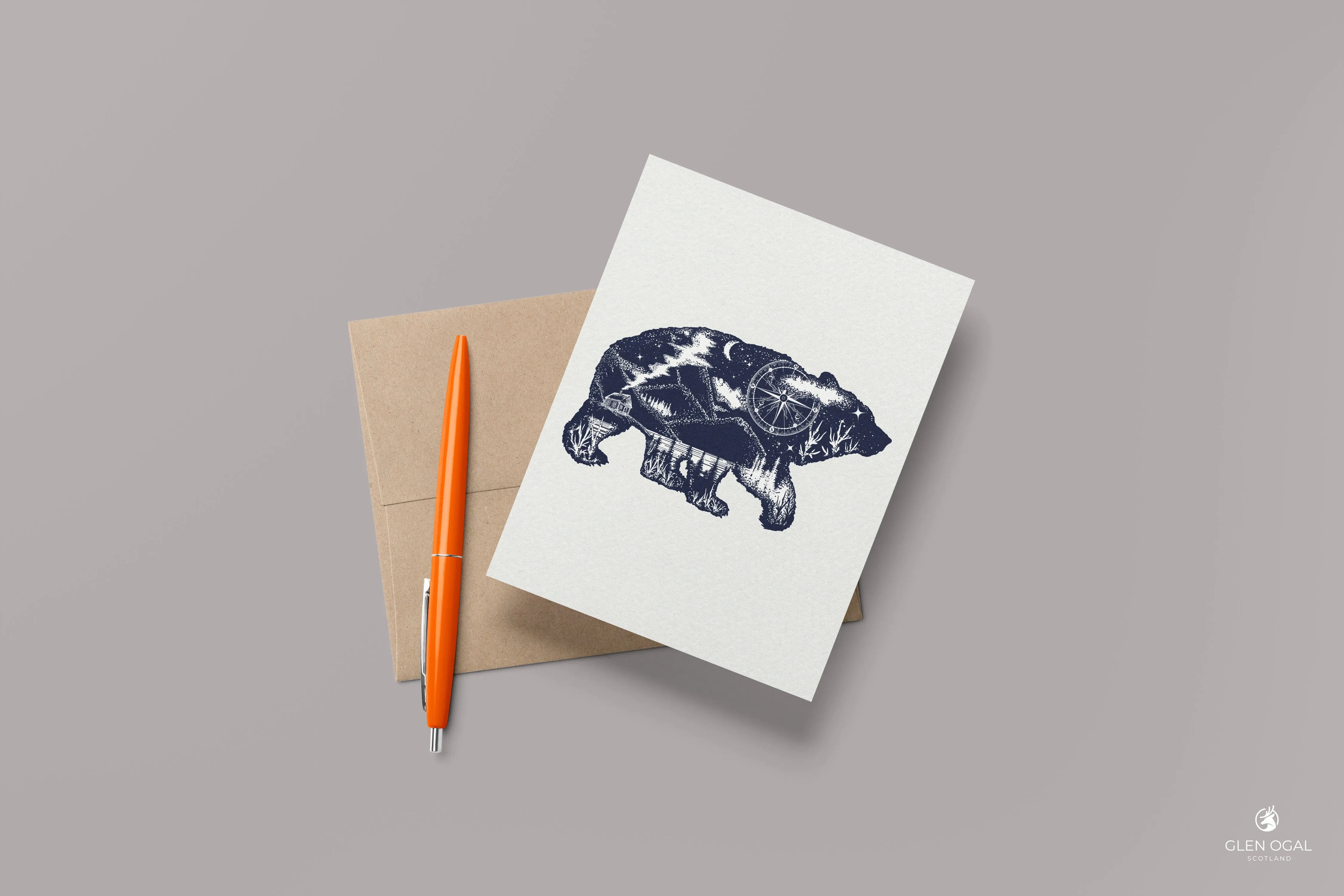 Pack of 5 Explorer Bear Note Cards - Glen Ogal