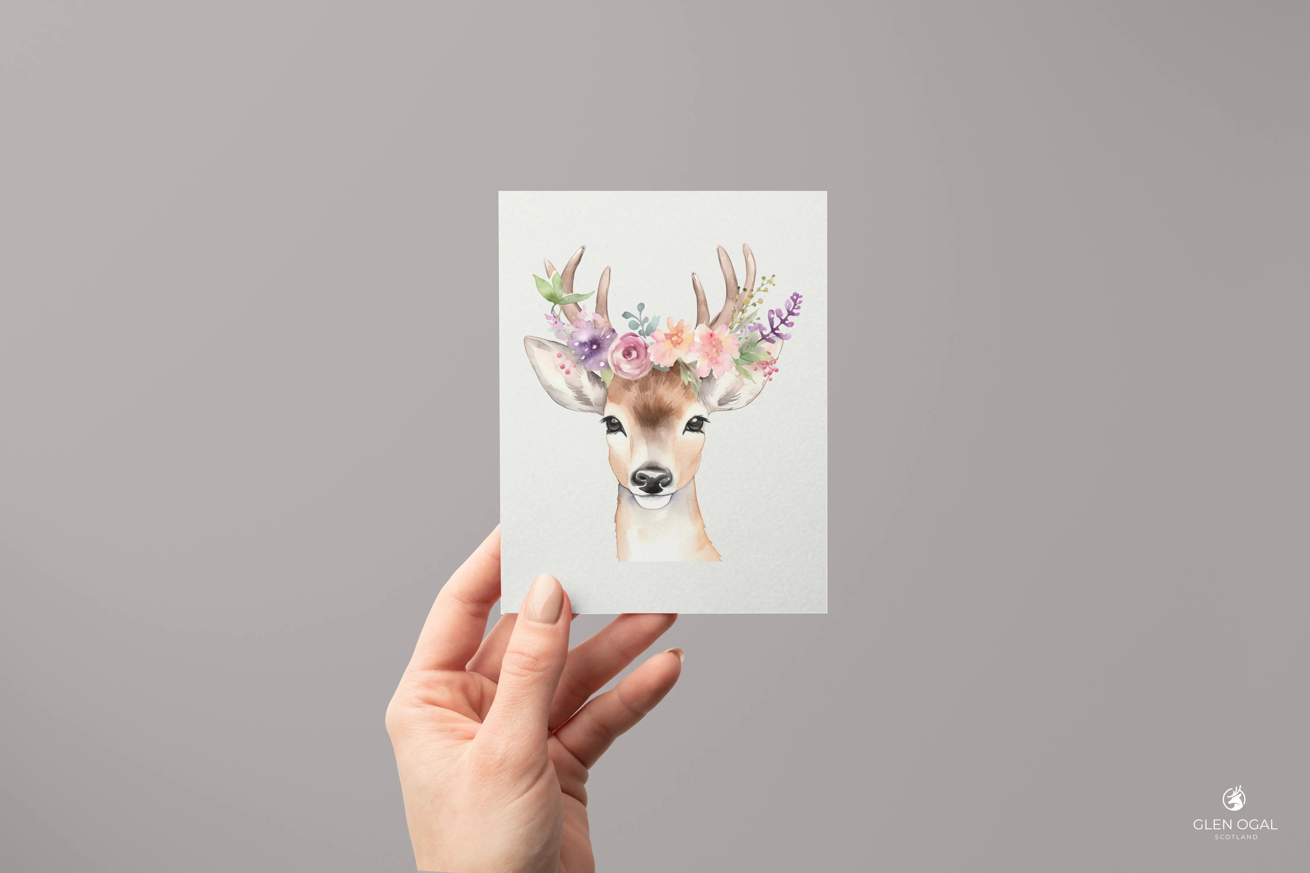 Pack of 5 Floral Doe Note Cards Glen Ogal