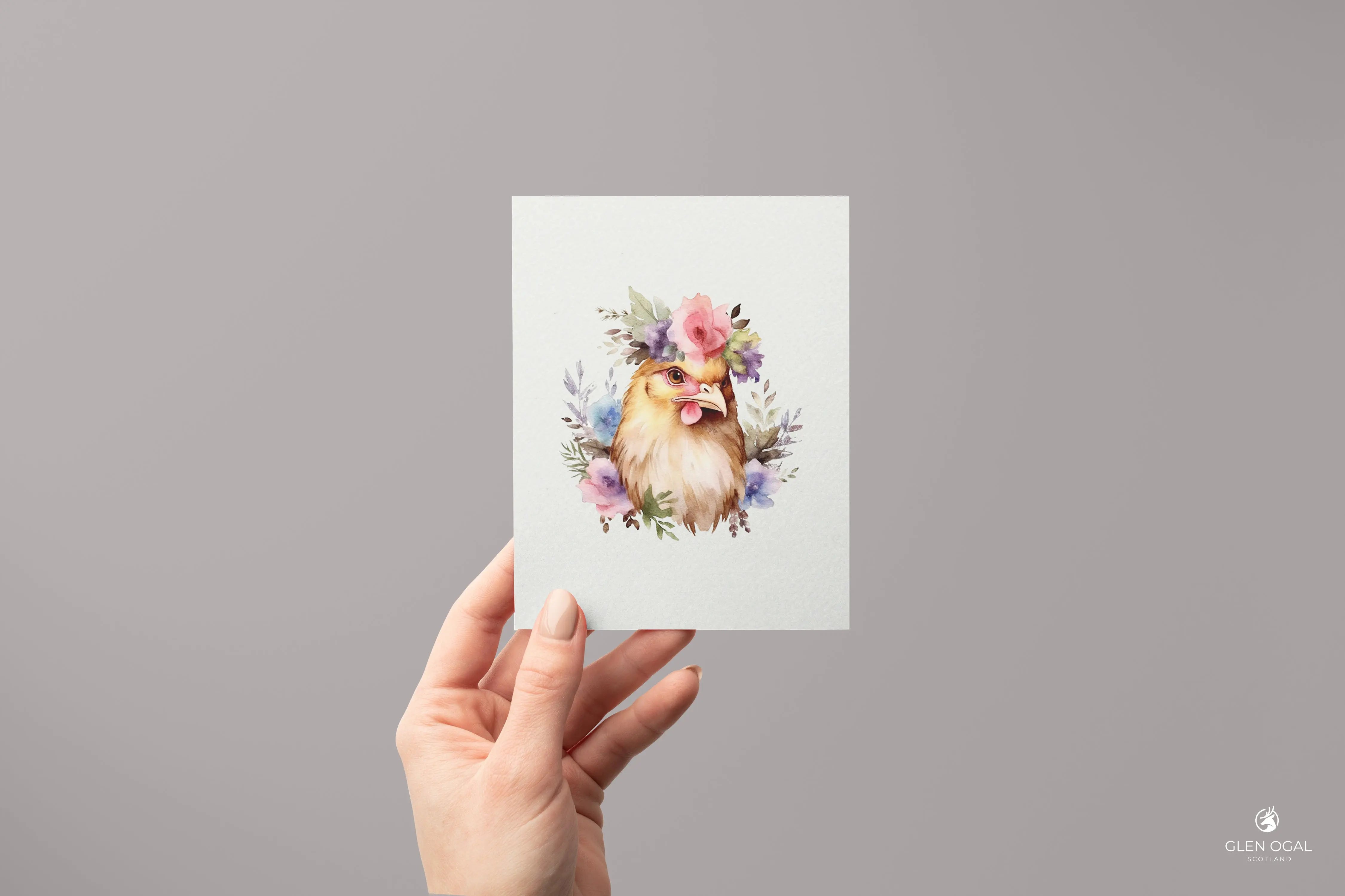 Pack of 5 Floral Rooster Note Cards Glen Ogal