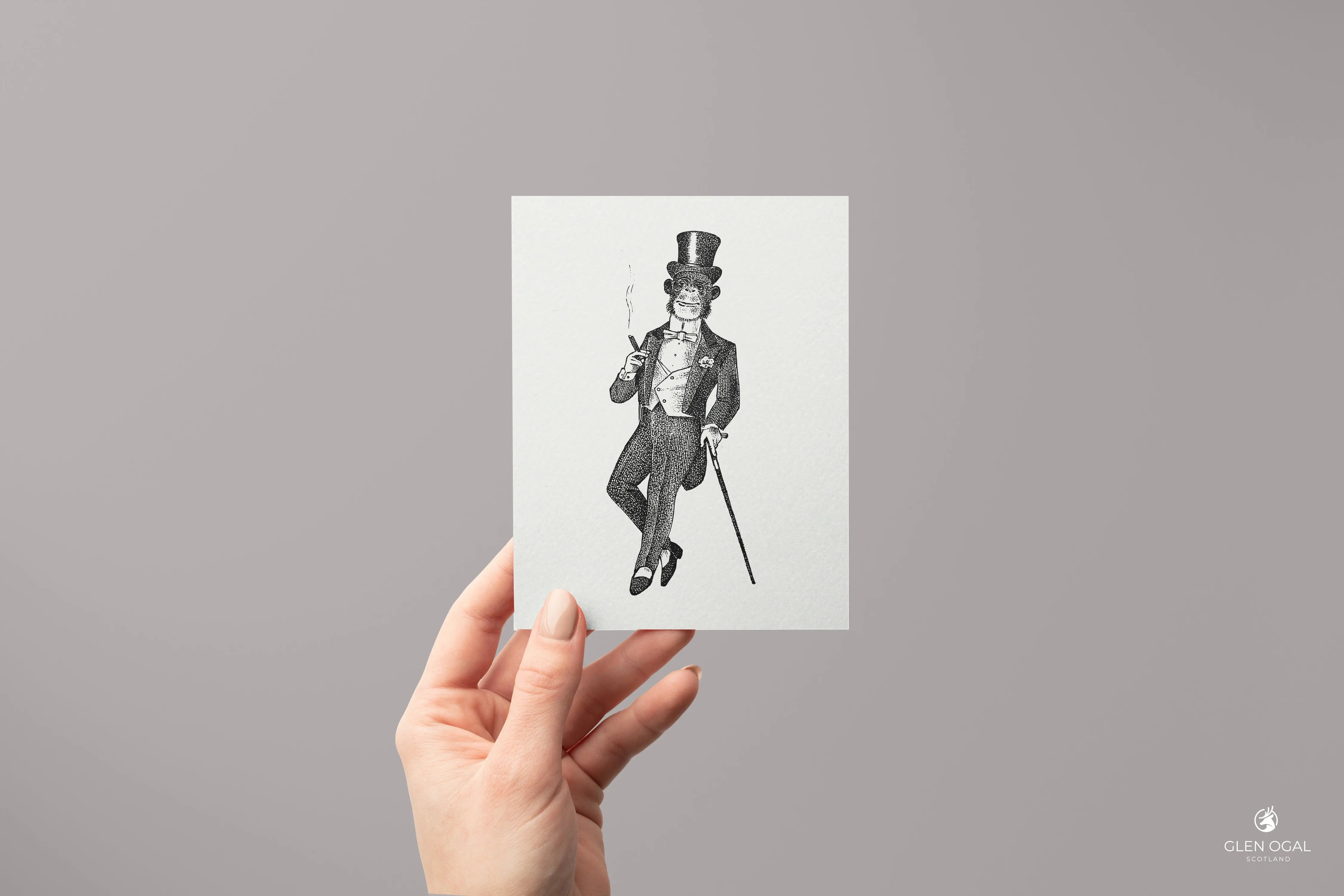 Pack of 5 Retro Smoking Monkey Note Cards - Glen Ogal