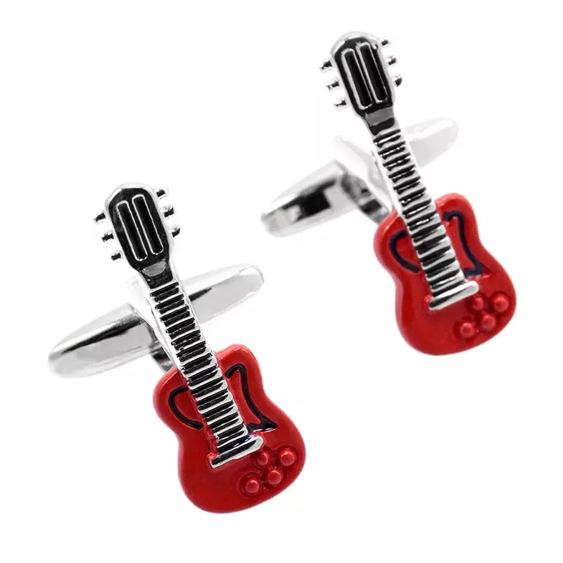 Red Enamel Guitar Cufflinks - Glen Ogal