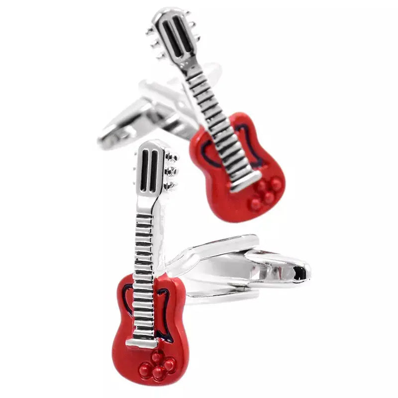 Red Enamel Guitar Cufflinks - Glen Ogal