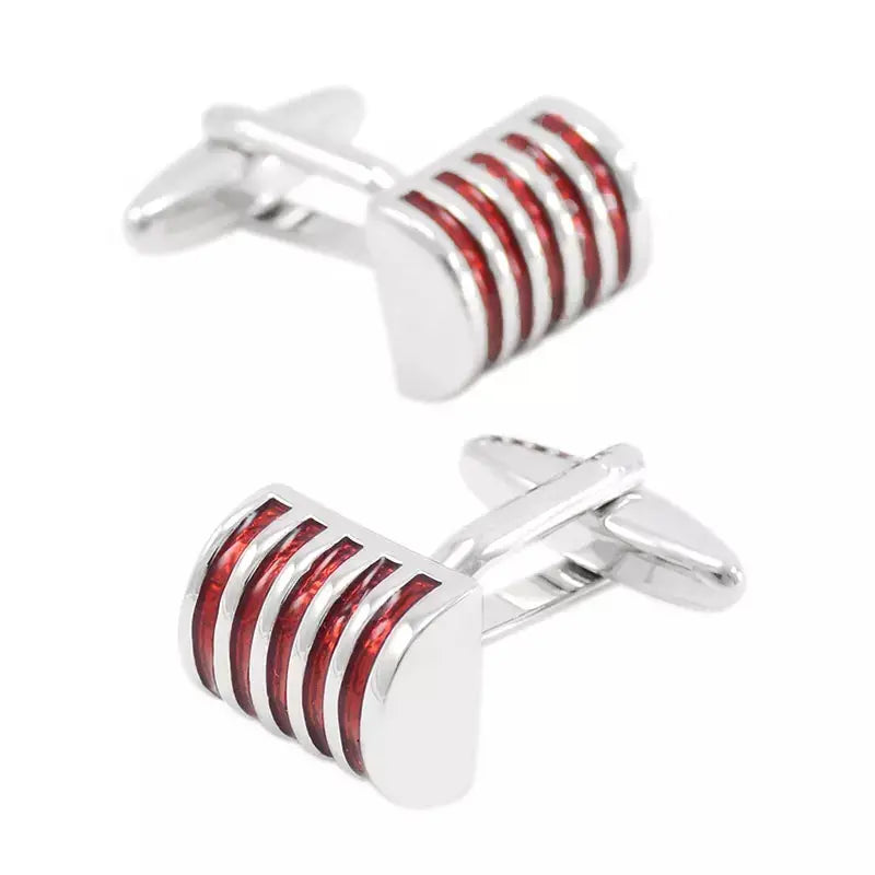 Red Stripe Curved Cufflinks - Glen Ogal