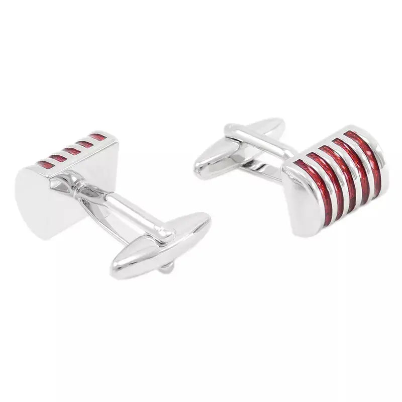 Red Stripe Curved Cufflinks - Glen Ogal