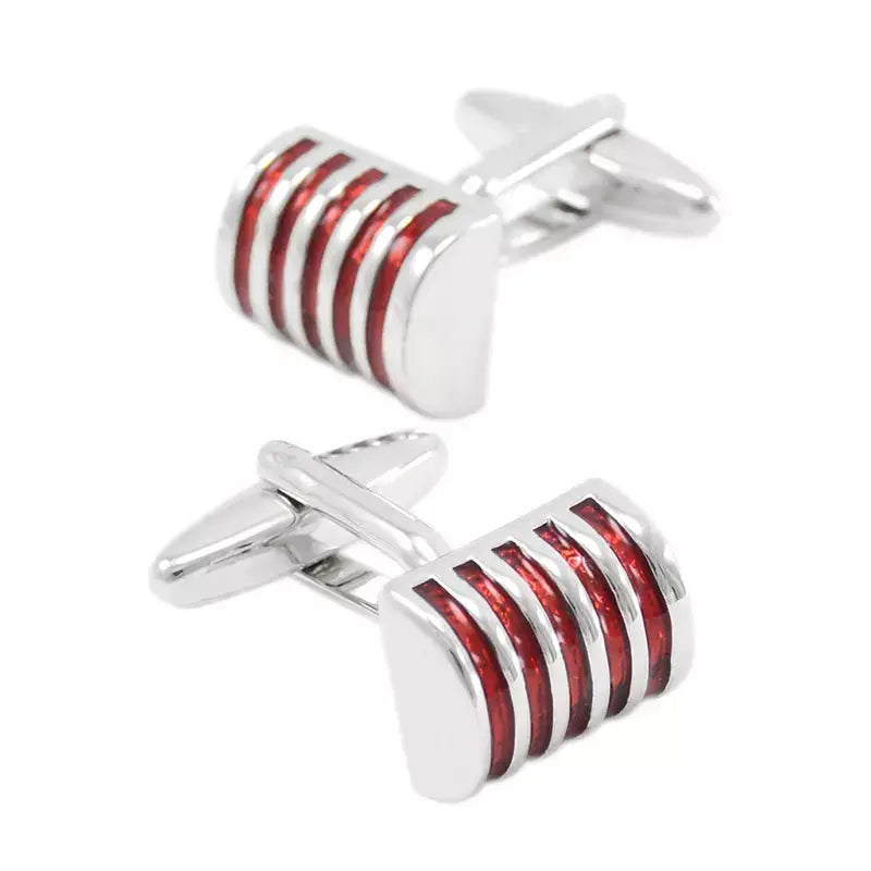 Red Stripe Curved Cufflinks - Glen Ogal