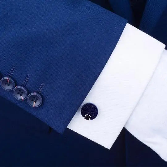 Round Blue Sandstone Cufflinks - Glen Ogal