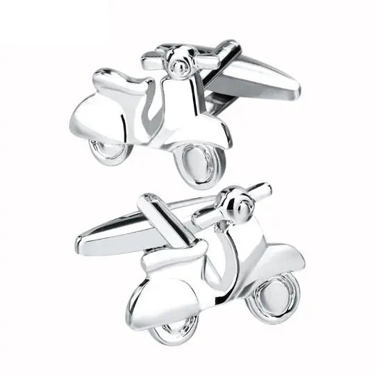 Silver Scooter Moped Cufflinks- Silver - Glen Ogal