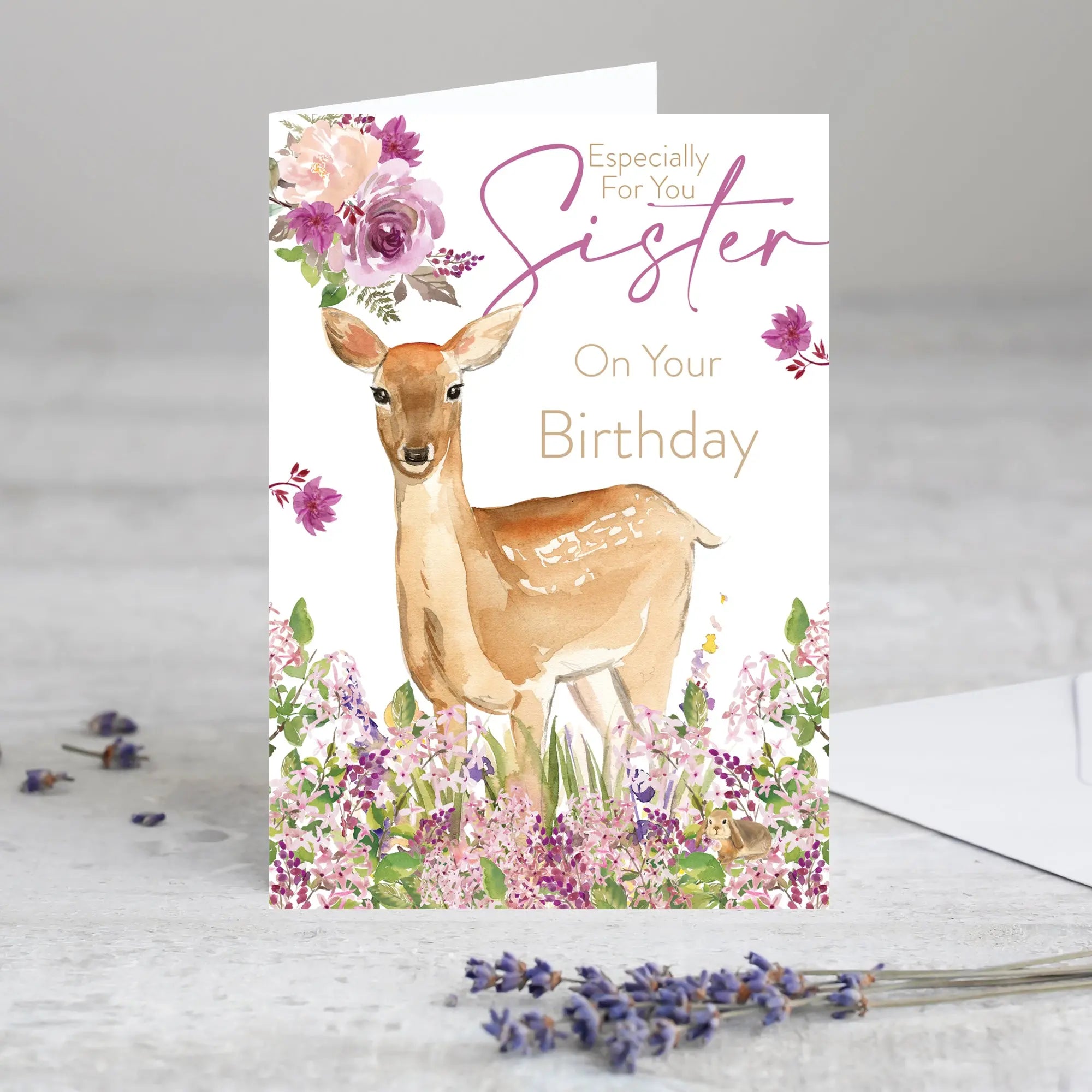 Sister Birthday Card Floral Doe - Glen Ogal