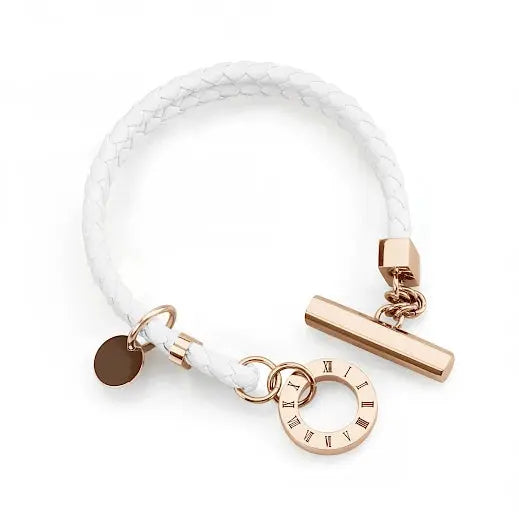 Unisex White Leather Braided Bracelet Glen Ogal