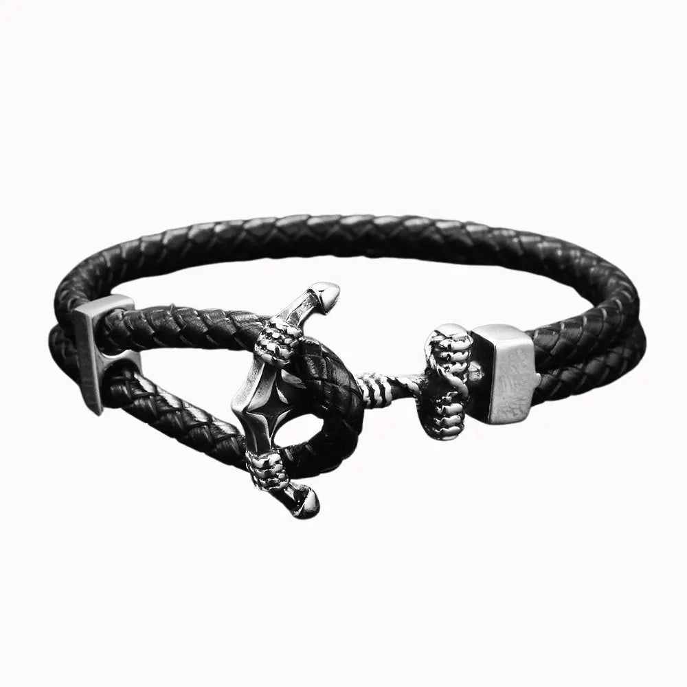 Viking Anchor Braided Bracelet - Black Glen Ogal