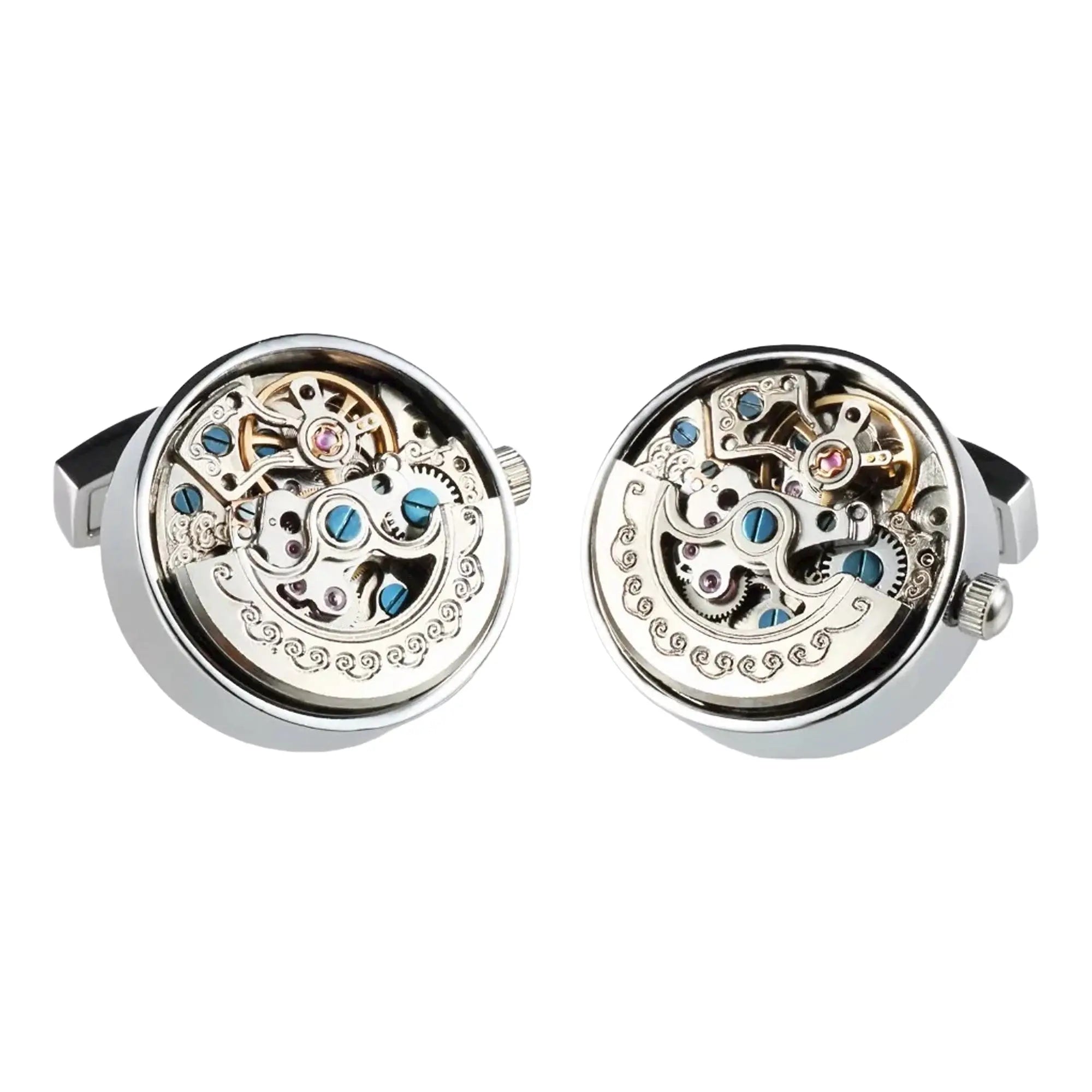 Watch Movement Cufflinks - Silver Glen Ogal