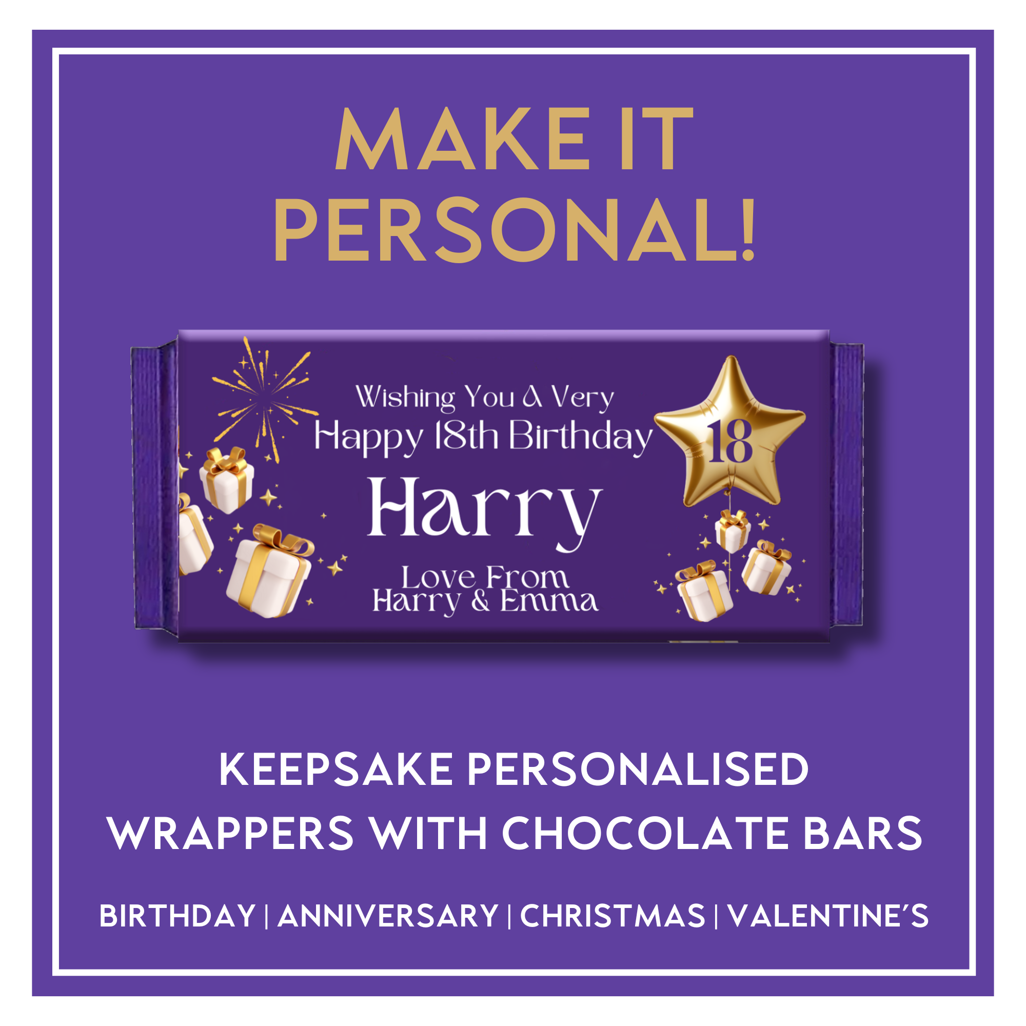 Personalised 18th Birthday Cadbury Dairy Milk