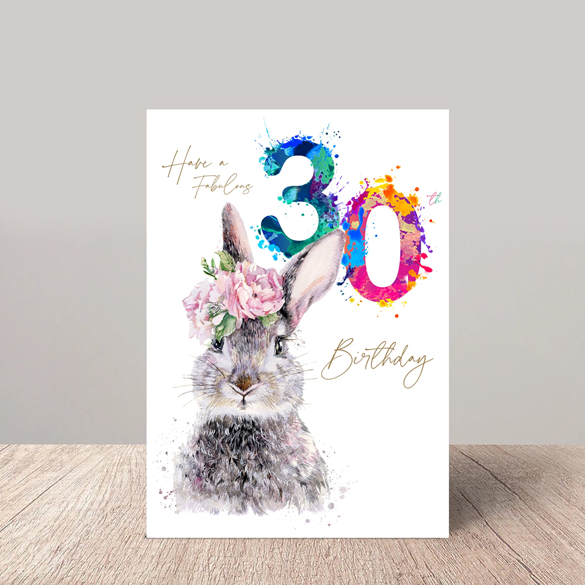 Fabuleuse carte d'anniversaire 30e lièvre floral