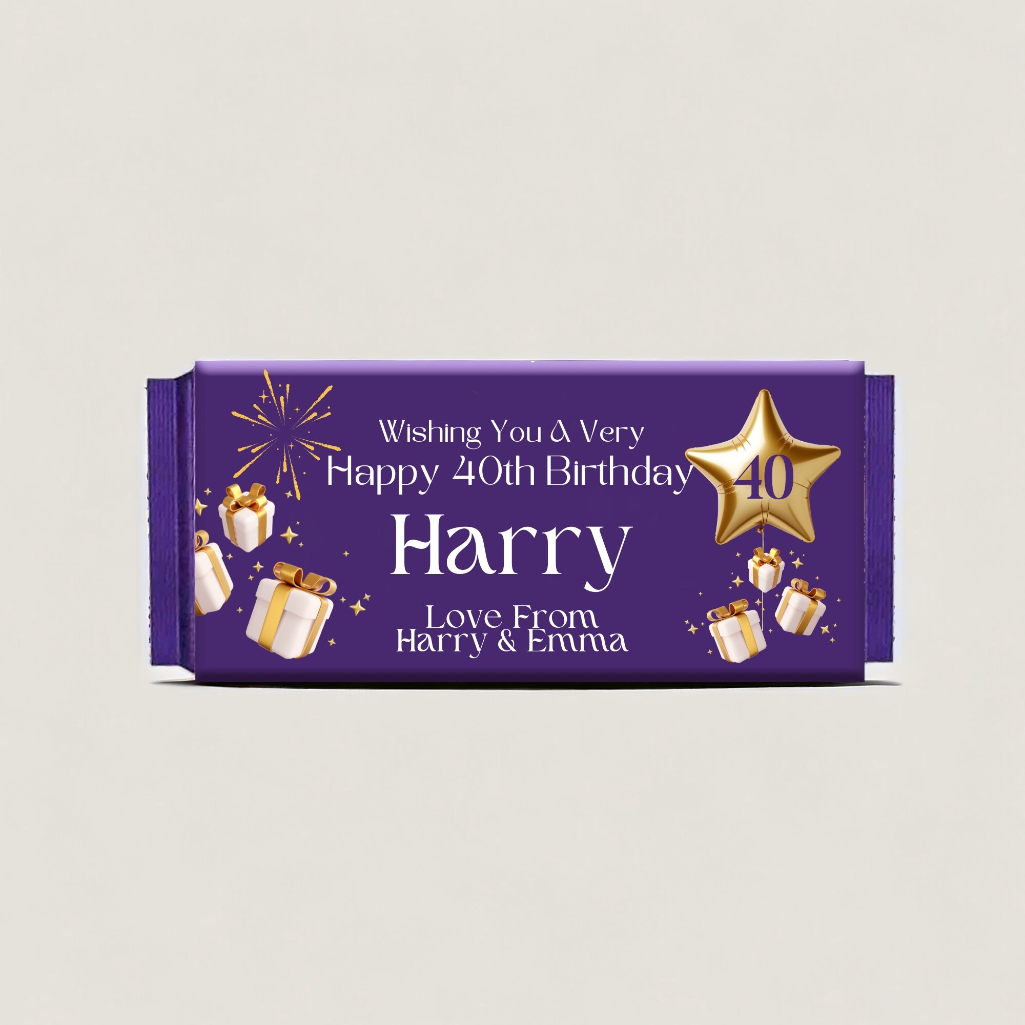 Personalised 40th Birthday Cadbury Dairy Milk