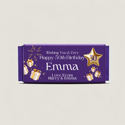 Personalised 50th Birthday Cadbury Dairy Milk