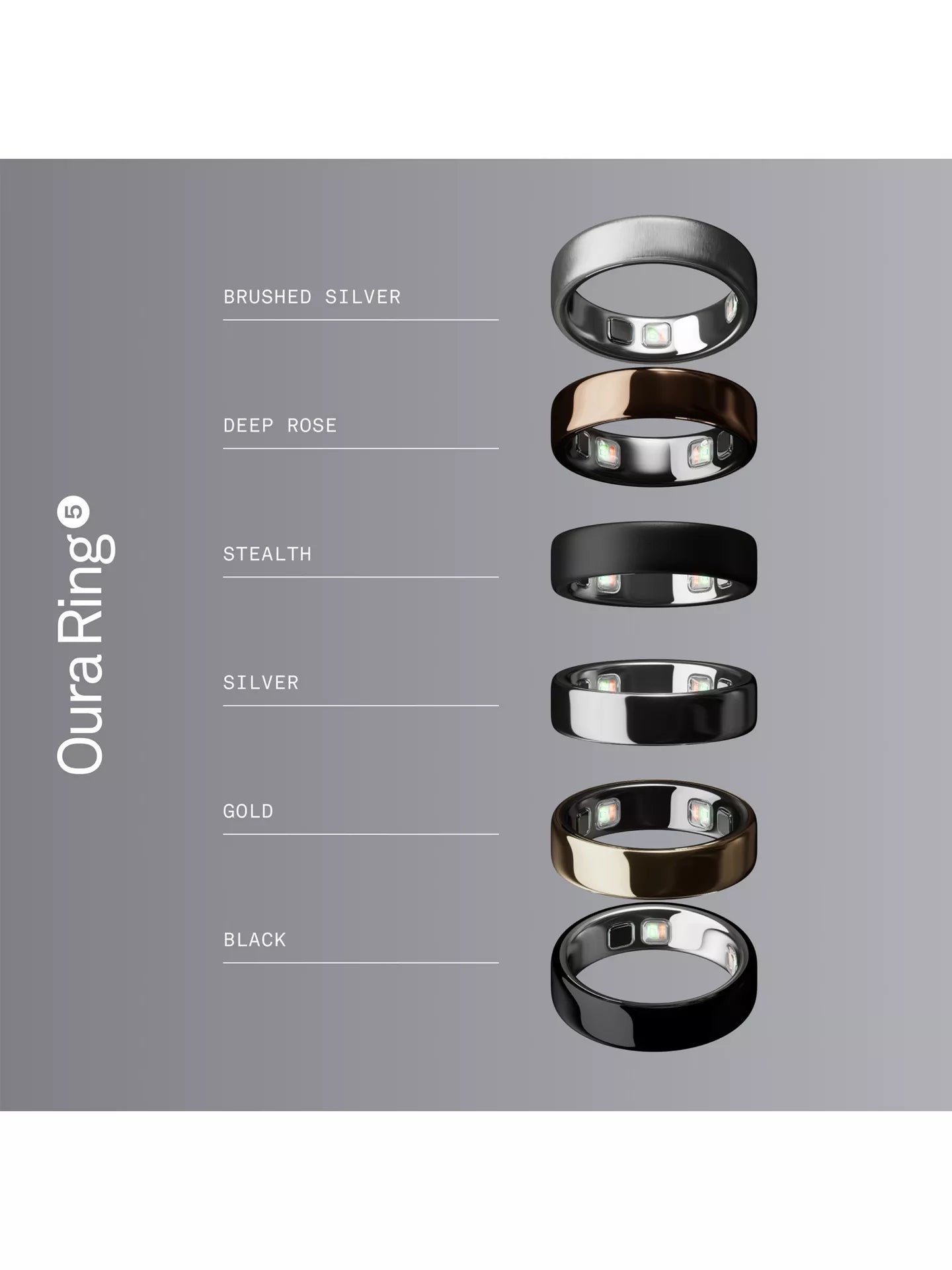 Oura Ring 5 Health & Fitness Tracker Smart Ring, Silver