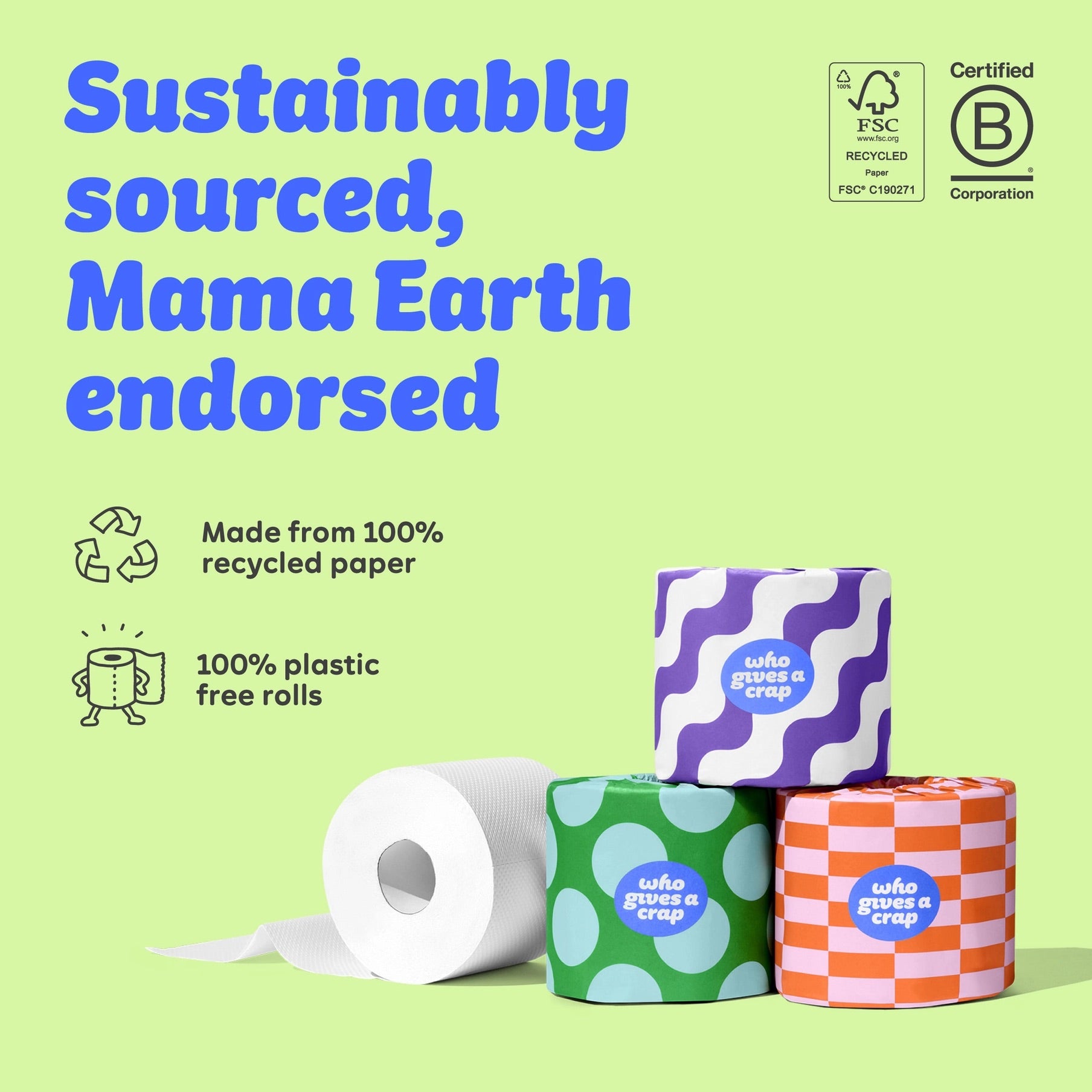 100% Recycled Double Length Toilet Roll (48 Rolls)