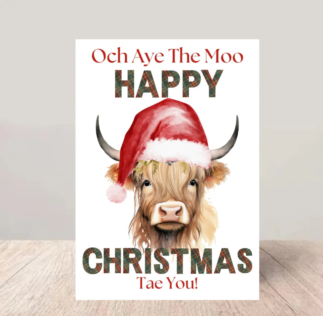 Scottish Highland Cow Christmas Card - Och Aye The Moo! Happy Christmas! By Glen Ogal