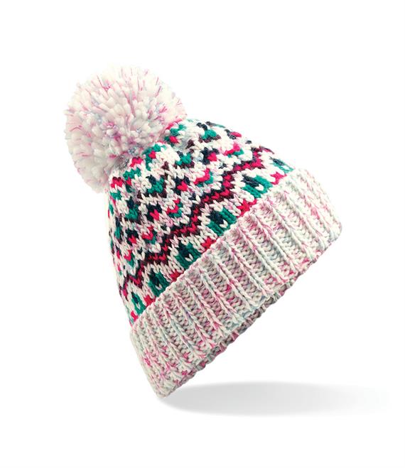 Pink/Teal Knitted Beanie Hat