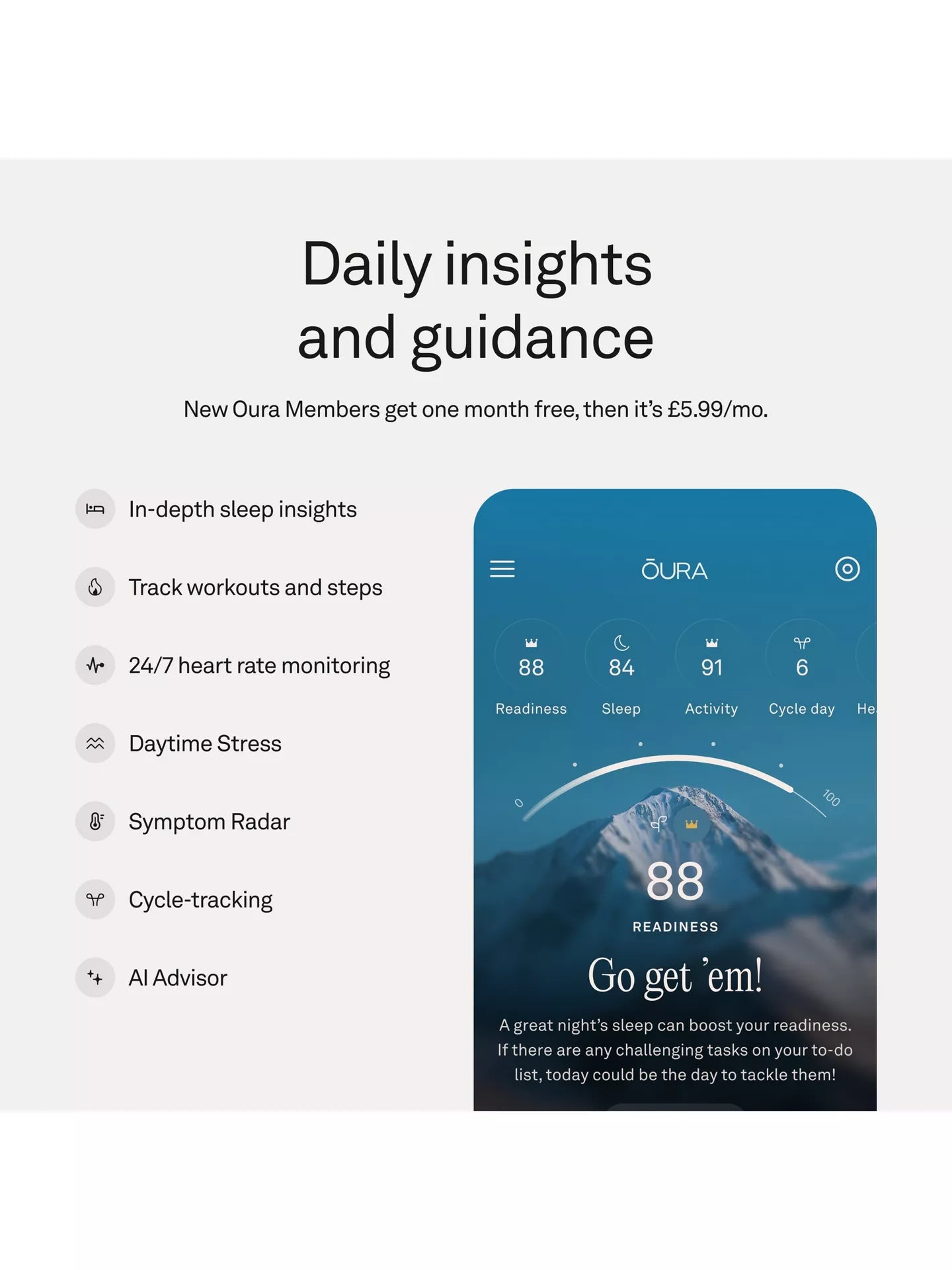 Oura Ring 5 Health & Fitness Tracker Smart Ring, Silver