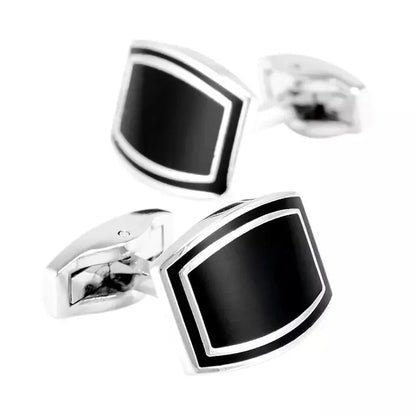 Black Enamel Oblong Cufflinks - Glen Ogal