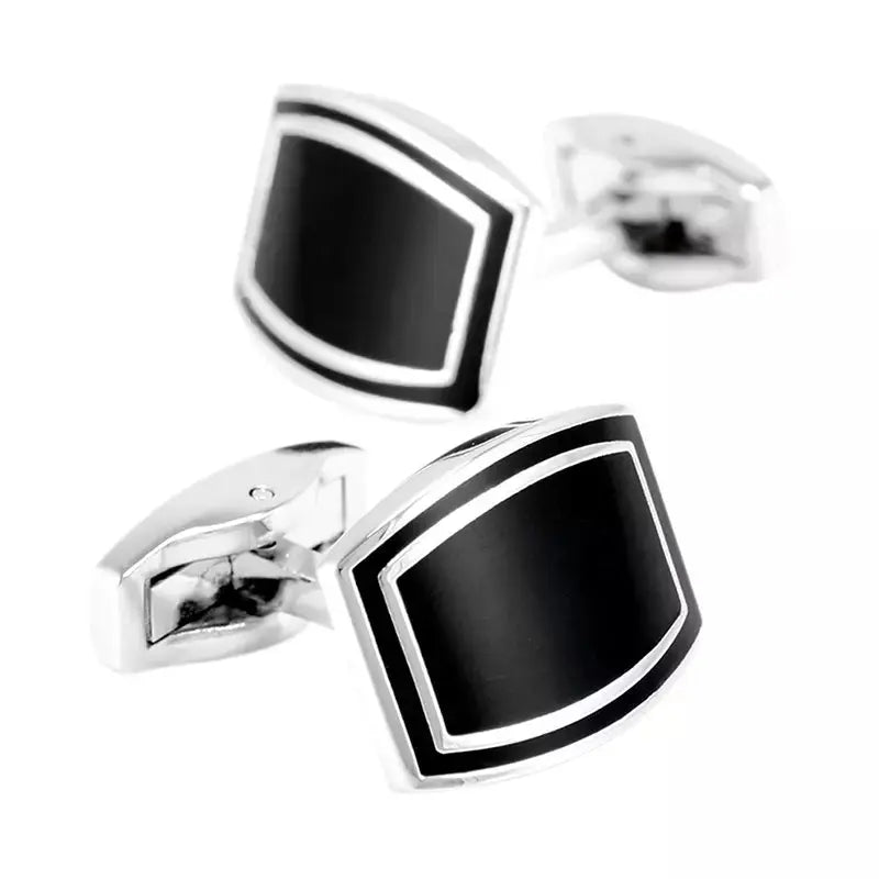 Black Enamel Oblong Cufflinks - Glen Ogal